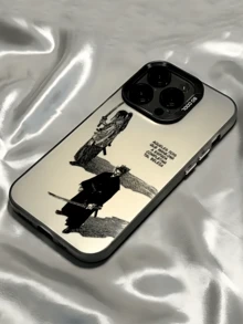 1pc Black Anime Samurai Silhouette Minimalist Personalized TPU Shockproof Full Coverage Phone Case, Compatible With Apple 17, 16, 15, 14, 13, 12, 11 Pro Max, Air, And Series - Multicolor - View 2