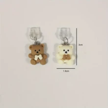 2pcs Cartoon Couple Bear Love Story Phone Dust Plug Decorations - Multicolor - View 3
