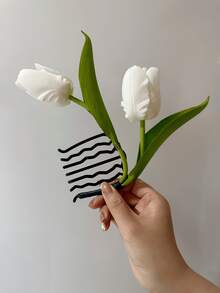 1个仿真花发夹，沙滩拍照道具，波西米亚风头饰，适合派对、婚礼 - 白色 - 查看 5