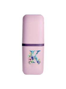 Floral Letter A-Z Portable Toothbrush Holder - Fashionable Travel Toothbrush Holder & Cup Sleeve, Durable Multi-Function Rinse Cup, Hygienic Protection, Suitable For Travel, Camping, Business Trip And School | Includes Toothbrush And Toiletry Storage Set, Minimalist Travel Wash Cup Set | Perfect Holiday Gift For Travelers, Students And Hygiene-Conscious Individuals - Multicolor - View 17