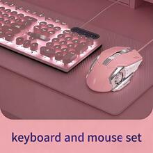 Aesthetic Pink LED Backlit Keyboard Mouse Combo, Ergonomic Tilt Angle, Kawaii Computer Peripherals ,Plug And Play For Home Office Gaming - 查看 1