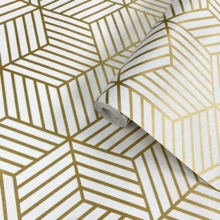 1 Roll Self-Adhesive Wallpaper, Gold Geometric Line Pattern, Minimalist Modern, Waterproof Oil-Proof Removable Wallpaper, Suitable For Kitchen Countertop, Cabinet, Wall, Room Decor, Home Decor, Living Room, Bathroom, Home Renovation, Furniture Makeover, DIY Decoration, Durable Wall Covering Material, Easy To Install, Home Upgrade - Gold - View 11