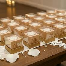 Personalized Wooden Candle Holder - Customized Engraved Wedding Guest Gifts Wholesale, Wedding Gifts, Personalized Candles, Engraved Candles, Custom Candles, Bridal Shower Favors, Rustic Wedding Gifts, Guest Thank You Gifts, Engraved Gifts, Personalized Gifts, Wedding Decor Candles, Custom Name Candles, Wedding Candles Wholesale, Party Favor Candles - Natural Wood Color - View 6