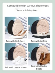 2 Pairs - Unisex Reusable Cushion Forefoot Pads - Anti-Friction Half-Size Insoles - Shoe Size Reducer - Non-Slip Shoe Inserts - Suitable For Sneakers, Casual Shoes, Outdoor, Commute, Sports, Office, Gym, Holiday, Wedding, All Seasons - Multicolor - View 9