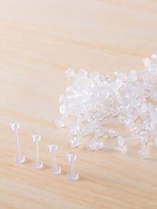 10/30/50 Peças Anéis de Lábio de Acrílico Transparente, Estilo Simples, Barbell Flexível, 6/8/10/12mm, Sem Revestimento, Sem Incrustação, Jóias de Piercing Corporal Masculino, Brincos Retentor de Cartilagem de Orelha, Trágus, Hélix - unhas labiais - Visão 6