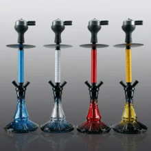 2-Hose Hollow Carved Hookah Set | Lightweight Alloy Hookah Body | Complete Accessories (Silicone Bowl, Hose, Charcoal Tray, Foil, And Mouthpiece) - one-size - View 3