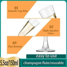 Bộ 12/25/50/100 chiếc ly sâm panh thanh lịch 150ml (5.5oz) thích hợp cho đám cưới, tiệc tùng và sử dụng hàng ngày. - Xem 4