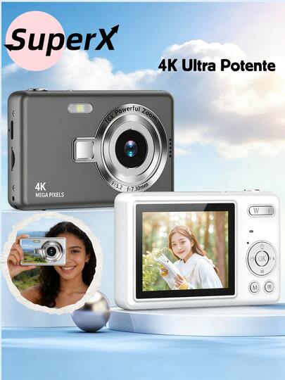 Câmera Digital Mini Retro CCD 4K 44MP 1080P | Selfie, Viagem, Estilo Estudantil, Zoom 16x