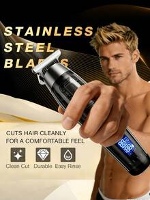 Máy tỉa râu, tạo kiểu râu và cắt tóc nam 4 trong 1, 3 chế độ độ dài, lưỡi dao tự mài sắc thân thiện với da, sạc nhanh Type-C. - màu đen - Xem 3