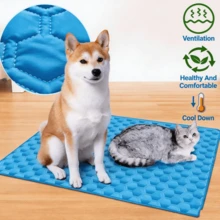 2026升级款大型宠物降温垫，适用于犬猫，可水洗透气，夏季雪纺床垫，可重复使用的小型犬睡垫，室内/室外汽车座椅垫，宠物用品及配件 - 灰色 - 查看 4