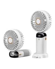 DOSYU Ventilador de Mano Recargable USB - Mini y Portátil, 5 Velocidades, 4200mAh, con Base -deal para Escritorio  Material ABS, USB, 5 Medidas 188x90x46,5 mm,  Peso 190 g Abanico - Blanco - Ver 3