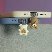 2pcs Cartoon Couple Bear Love Story Phone Dust Plug Decorations - Multicolor - View 6