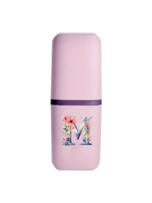 Floral Letter A-Z Portable Toothbrush Holder - Fashionable Travel Toothbrush Holder & Cup Sleeve, Durable Multi-Function Rinse Cup, Hygienic Protection, Suitable For Travel, Camping, Business Trip And School | Includes Toothbrush And Toiletry Storage Set, Minimalist Travel Wash Cup Set | Perfect Holiday Gift For Travelers, Students And Hygiene-Conscious Individuals - Multicolor - View 20