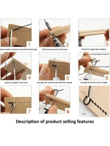1 Set Sewing Awls, Leather Awls Professional Leather Handcraft Sewing Tools Kit, Leather Repair Tools With Wooden Handle Needles, Leather Belt Canvas Bag Sewing Pliers - Wood Color - View 5