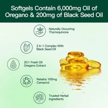 VivoNu Organic Oil Of Oregano & Black Seed Oil Dietary Supplement | Balanced Formula With Standardized Carvacrol & Thymoquinone | Supports Immune Health, Antioxidant Protection & Digestive Comfort | Non-GMO Gluten Free | 300 Softgels - 預設 - 查看 4