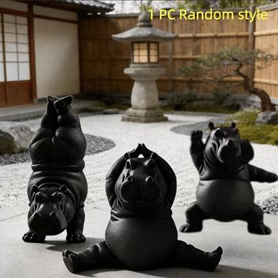 1 Tượng hà mã tập yoga vụng về trang trí (Giao hàng ngẫu nhiên), Mang lại sự thanh bình và vui tươi cho không gian của bạn, Món quà tuyệt vời cho người yêu thích yoga, Tượng hà mã bằng nhựa bền chắc dùng trong nhà/ngoài trời, Trang trí bàn làm việc hình động vật hiền lành, Thiết kế hà mã hoạt hình dễ thương - Trang trí phòng tập yoga, Món quà hoàn hảo cho người yêu thích yoga (Tượng hà mã)