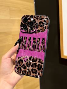 Cheetah,Leopard Print 1pc New Creative Leopard Print "Mama" Pattern Unique Phone Case Suitable Compatible With Apple 17 Pro Max/Air, 11/12/13/14 Plus, XR/7/8 Plus/15 Pro Max, Also Fits Series - Black - View 5