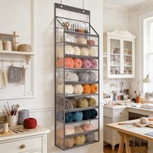 Hanging Yarn Storage Organizer,Large Capacity Yarn Storage Bag With 5 Yarn Balls Storage Pockets & 3 Top Crochet/Knitting Needles Pockets,Transparent Door Hanging Knitting Organizer Storage - Clear - View 3