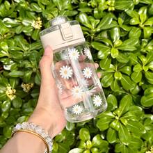 HILAKE Daisy Bounce Cap 塑料水瓶 - 400ml、600ml、800ml | 耐用便携果汁瓶，带盖和吸管 - 生日、情人节、圣诞节和婚礼等场合送给家人、朋友、姐妹、同事的完美礼物 - 理想的旅行杯 - 彩色 - 查看 11