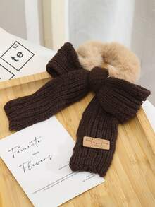 1个秋冬针织蝴蝶结发圈，可爱蓬松发绳发饰，家居美容女士配饰礼品，头饰马尾辫发圈发饰 - 彩色 - 查看 9