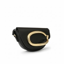 Bolsa Festa Feminina Pequena Clucht Elegante Metal Orgânico Dourado Para Encaixe Da Mão - Preto - Visão 3
