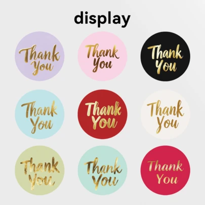 JOERBABU the little kangaroo Bobbie 500 miếng/cuộn, nhãn dán màu vàng họa tiết "Cảm ơn", lý tưởng cho những món quà nhỏ. Thích hợp để trang trí quà tặng, trang trí cốc, trang trí món tráng miệng, phần thưởng học sinh, trang trí văn phòng phẩm, quà tặng ngày lễ và các sản phẩm trang trí khác theo sở thích.