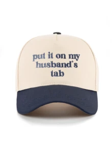1pc Outdoor Embroidered "Charge It To My Husband" Adjustable Baseball Cap, Fashionable Versatile Sun-Shading Hat For Spring/Autumn Travel, Suitable For Men, Y2K Style - Baseball Cap - View 6