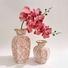 1pc Red And White Porcelain Vases, Retro Home Decoration Vases, Adding French Country Elegance To The Home, Gifts, Home Decoration Ornaments, Flower Arrangement Art - Đỏ và Trắng - Xem 2