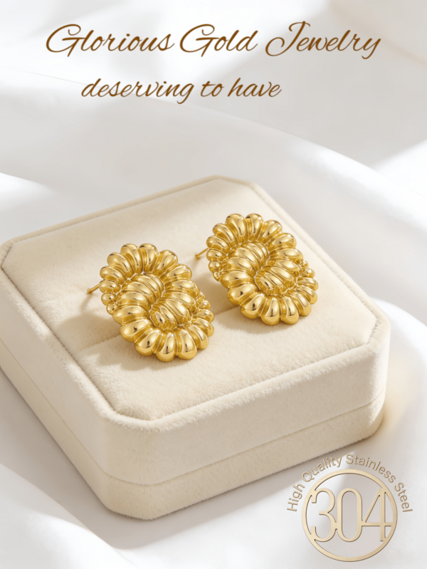 Gold-Toned Abstract Stainless Steel Earrings - A Modern Design Specifically For Women, A Highly Impactful Fashion Item Suitable For Various Occasions. Can Be Worn With Multiple Outfits.