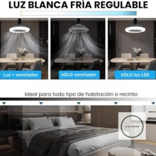 Ceiling Fan With Remote Control, Lights, 3 Colors, 3 Speeds, Timer Function, For Kitchen/Bathroom/Bedroom, Back To School Season - Trắng 02 - Xem 4