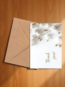 1pc Refreshing "Thank You!" Greeting Card/Natural Cotton Healing Gratitude Card, Suitable For Thanking Friends, Family, Holidays And Various Occasions, Practical And Decorative. (Includes 1 Card/1 Envelope, 4.3" X 6.3") - Style a - View 12