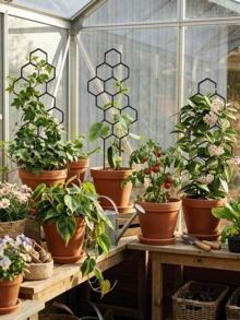 蜂巢式植物攀爬架與防鏽塑膠支撐樁，適用於盆栽藤蔓與花卉，室內外盆栽省空間園藝支撐架 - 多色 - 查看 6