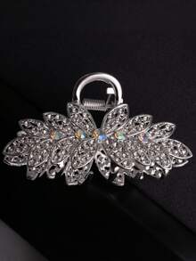 1pc Shiny Silver Rhinestone Hair Claw Clip, Women Metal Hair Accessory Summer Outfits Hair Clips - Multicolor - View 5