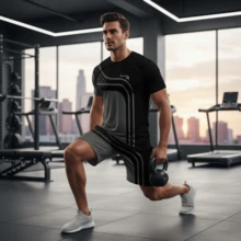 Camiseta De Tirantes Y Pantalones Cortos Con Estampado Para Hombres,Conjunto De Dos Piezas Para Hombre Un Look Casual De Verano - Negro - Ver 2