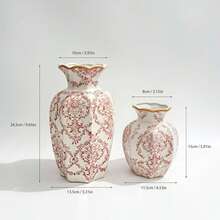 1pc Red And White Porcelain Vases, Retro Home Decoration Vases, Adding French Country Elegance To The Home, Gifts, Home Decoration Ornaments, Flower Arrangement Art - Đỏ và Trắng - Xem 3