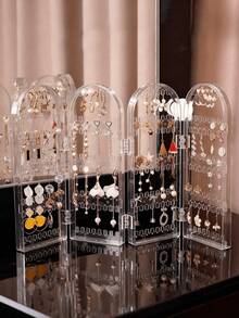 One Earring Display Stand, Foldable Jewelry Necklace Box Organizer - White - View 7