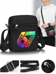 1pc/2pcs "67" Colorful Number Pattern Design Printed Unisex Hip-Hop Baseball Cap And Crossbody Bag, Street Fashion Outdoor Sports Baseball Cap Curved Brim Hat And Bag, Adjustable, Gift For Yourself Or Friends - Multicolor - View 3