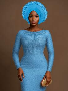 1pc Nigerian Gele Inspired Braided Turban, Satin Pearl Embellished Headwrap, Elegant Headpiece For Party Wedding And Daily Wear,Summer,Beach,Hat - A - View 18