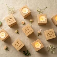 Personalized Wooden Candle Holder - Customized Engraved Wedding Guest Gifts Wholesale, Wedding Gifts, Personalized Candles, Engraved Candles, Custom Candles, Bridal Shower Favors, Rustic Wedding Gifts, Guest Thank You Gifts, Engraved Gifts, Personalized Gifts, Wedding Decor Candles, Custom Name Candles, Wedding Candles Wholesale, Party Favor Candles - Natural Wood Color - View 9