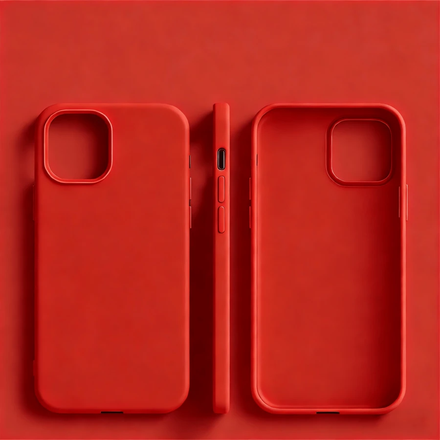 Bright Red TPU + Liquid Silicone Phone Case - Anti-Yellowing And Soft Protection Compatible With IPhone - Red - View 1