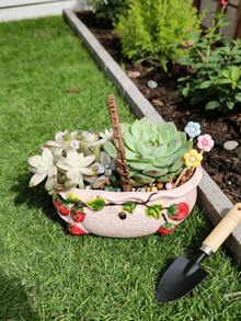 草莓手绘花盆，大直径，可爱有趣的草莓彩绘风格卡通创意陶瓷花盆，春季花盆，阳台装饰，萌趣花盆，超萌植物盆，适合花园/卧室/窗台/酒店/书桌/餐桌装饰，节日装饰，复活节礼物，复活节装饰品，精美礼品，可爱单品 - A - 查看 8