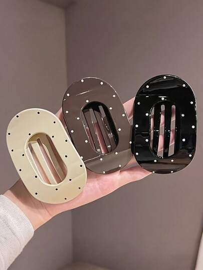 3 piezas Pinzas para el cabello con diseño de lunares mate, diseño curvo elegante con agarre fuerte, accesorios de moda para el cabello para mujeres