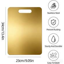 3 piezas/1 pieza Tabla de cortar antihongo de acero inoxidable de doble cara para uso doméstico - Dorado - Ver 4