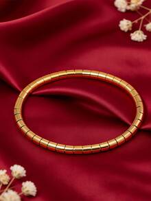3/1pc - Light Luxury Stainless Steel Bamboo Bangle With Three-Dimensional Bamboo Texture Design, Symbolizing A Sense Of Advancement And Luxury. Stacked And Versatile For Commuting Without Fading, Giving Gifts To Elders And Girlfriends - Gold - View 6