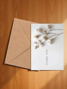 1张精美3D纸艺白玫瑰感谢贺卡，简约米色背景，饰以干枯枝条，“谢谢！”竖版设计，适合向亲朋好友表达感激之情、节日祝福及其他艺术表达（包含1张贺卡和1个信封，尺寸为4.3英寸 x 6.3英寸）。 - 款式B - 查看 18