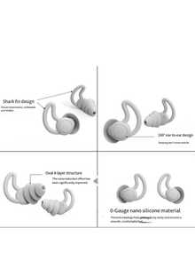 1 par de tapones de oído de silicona suave, tapones de oído reutilizables de 3 capas, adecuados para nadar, estudiar y conciertos, con función de reducción de ruido - Multicolor - Ver 4