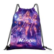 Mochila con cordón duradera con patrón de guitarra K-Pop, adecuada para fitness, yoga, viajes y fútbol, con bolsillos prácticos, hace un gran regalo - A - Ver 9