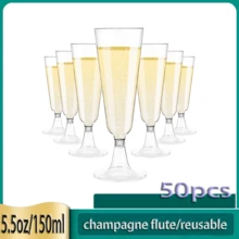 Bộ 12/25/50/100 chiếc ly sâm panh thanh lịch 150ml (5.5oz) thích hợp cho đám cưới, tiệc tùng và sử dụng hàng ngày. - Xem 8