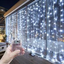 Luzes de fada cintilantes, decoração para pátio, 8 modos de iluminação para cortina de quarto e sala de estar, luzes decorativas para festas de casamento, iluminação decorativa para feriados, decoração interna e externa, decoração para festas de aniversário, decoração para camping e quintal, decoração de guirlanda de fadas, luzes de cortina com caixa de bateria, 4 opções de cores de luz, decoração para feriados, decoração para o Dia dos Namorados, decoração para criar atmosfera romântica no quarto, decoração para jardim, luzes decorativas para Natal e Halloween. - cortina de luz com caixa de bateria - Ver 21