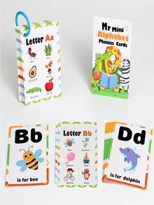 27pcs Alphabet Phonics English Learning Flashcards, Letter Pronunciation & Word Cards, Preschool Early Education Teaching Tool, Suitable For Toddler Learning, Teachers, Home Schooling, Learning Gift, Holiday Gift - Multicolor - View 4
